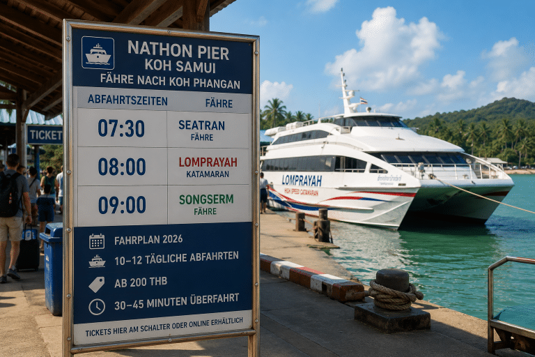Fähre Koh Samui Koh Phangan Fahrplan Lomprayah Nathon Pier 2026