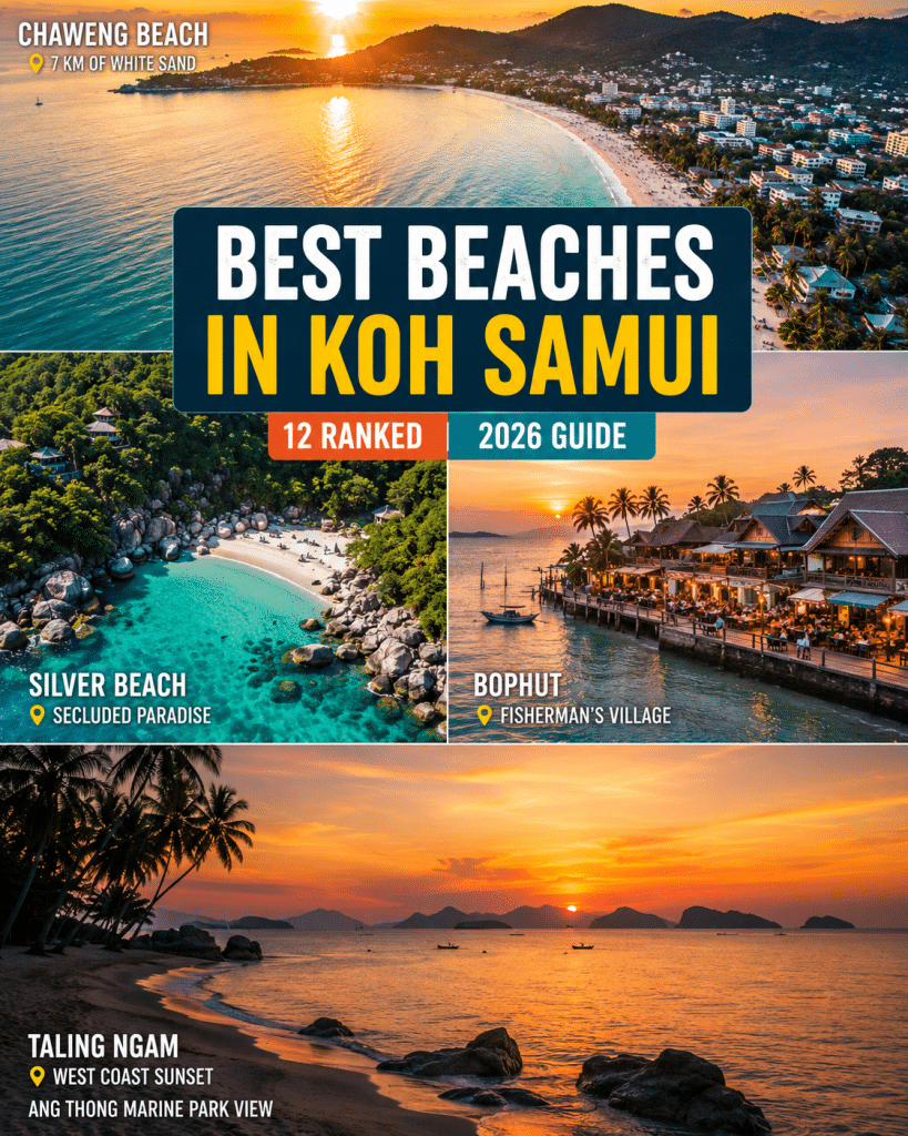 Best beaches in Koh Samui aerial view Chaweng white sand turquoise water 2026