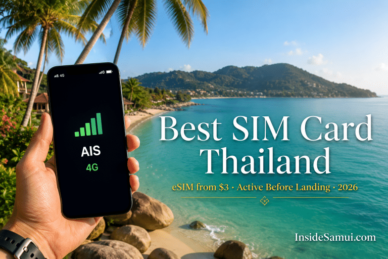 best sim card thailand eSIM AIS koh samui 4G coverage airport 2026