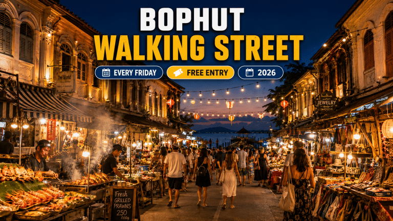 bophut walking street fisherman's village koh samui friday night market lanterns 2026