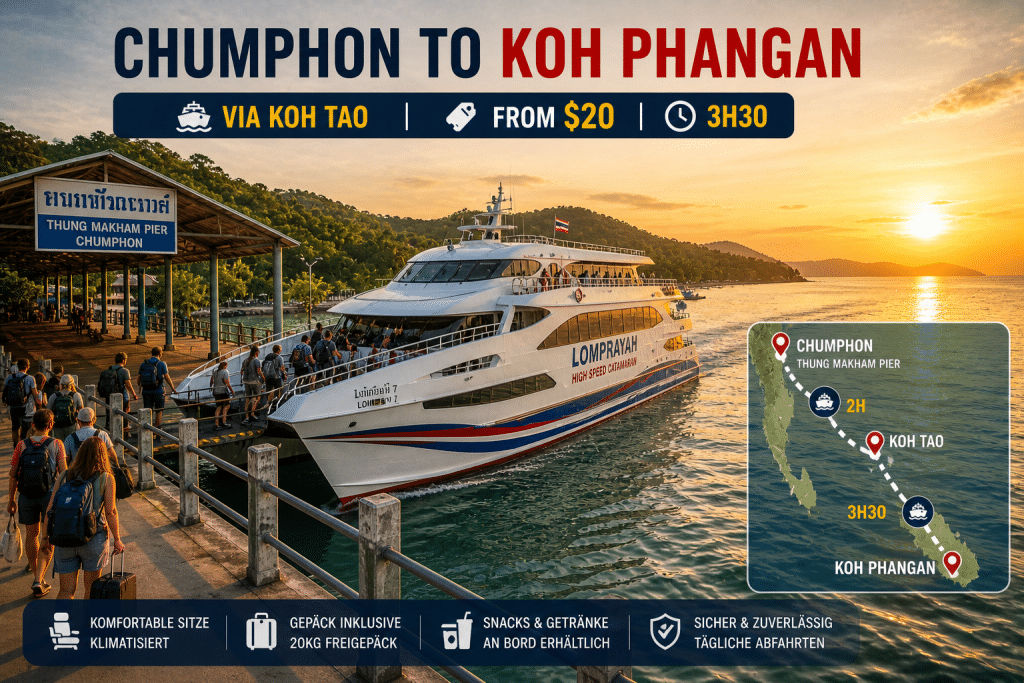 Chumphon to Koh Phangan Lomprayah catamaran Thung Makham Pier Gulf Thailand 2026