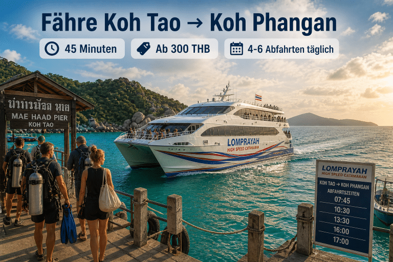 Fähre Koh Tao Koh Phangan Lomprayah Katamaran Mae Haad Pier Golf Thailand 2026