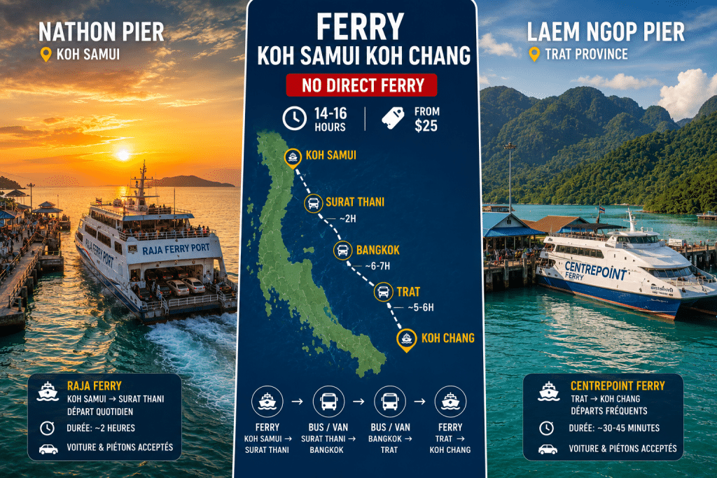 Ferry Koh Samui Koh Chang route map Thailand Gulf 2026