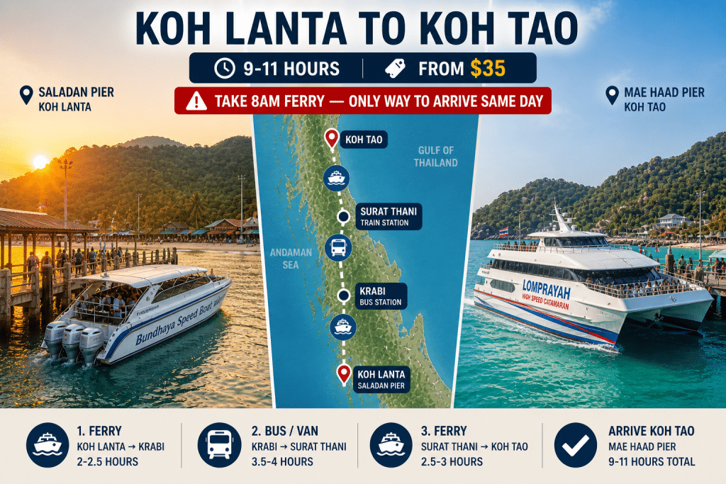 Koh Lanta to Koh Tao ferry speedboat Saladan Pier Andaman Sea 2026