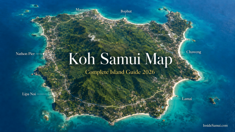 koh samui map aerial view beaches ring road north east south west coast 2026