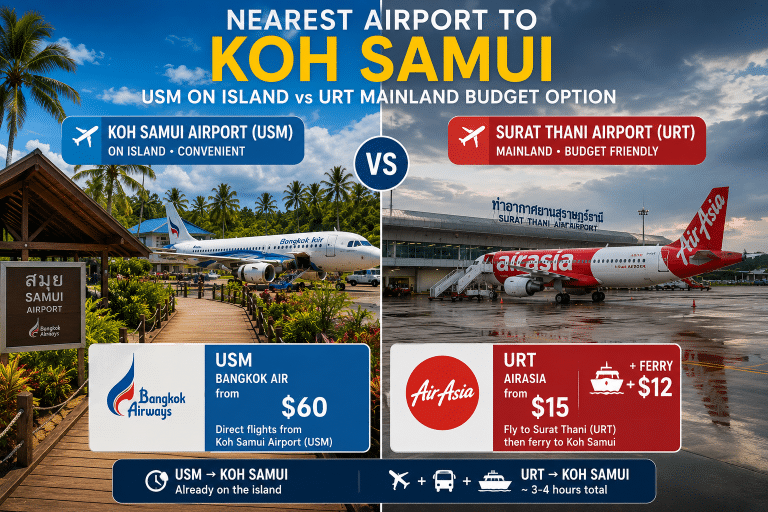 Nearest airport to Koh Samui USM Bangkok Air terminal tropical open-air 2026
