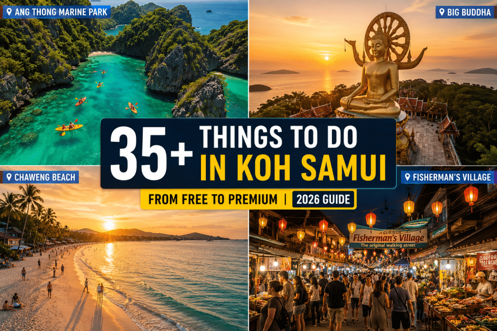 Things to do in Koh Samui Ang Thong Marine Park kayaking aerial view 2026