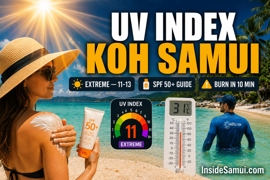 uv index koh samui beach sun protection spf 50 rashguard tropical 2026