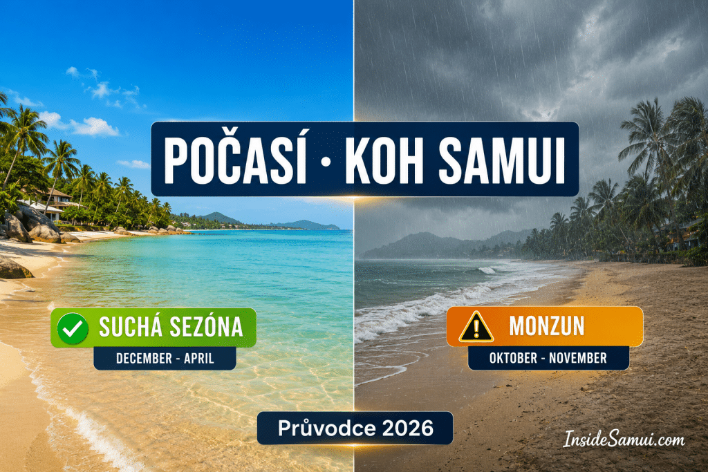 počasí koh samui tropická pláž slunečno suché období leden březen 2026