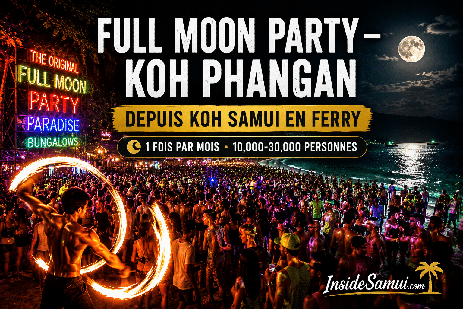 full moon party koh phangan depuis koh samui ferry nuit 2026