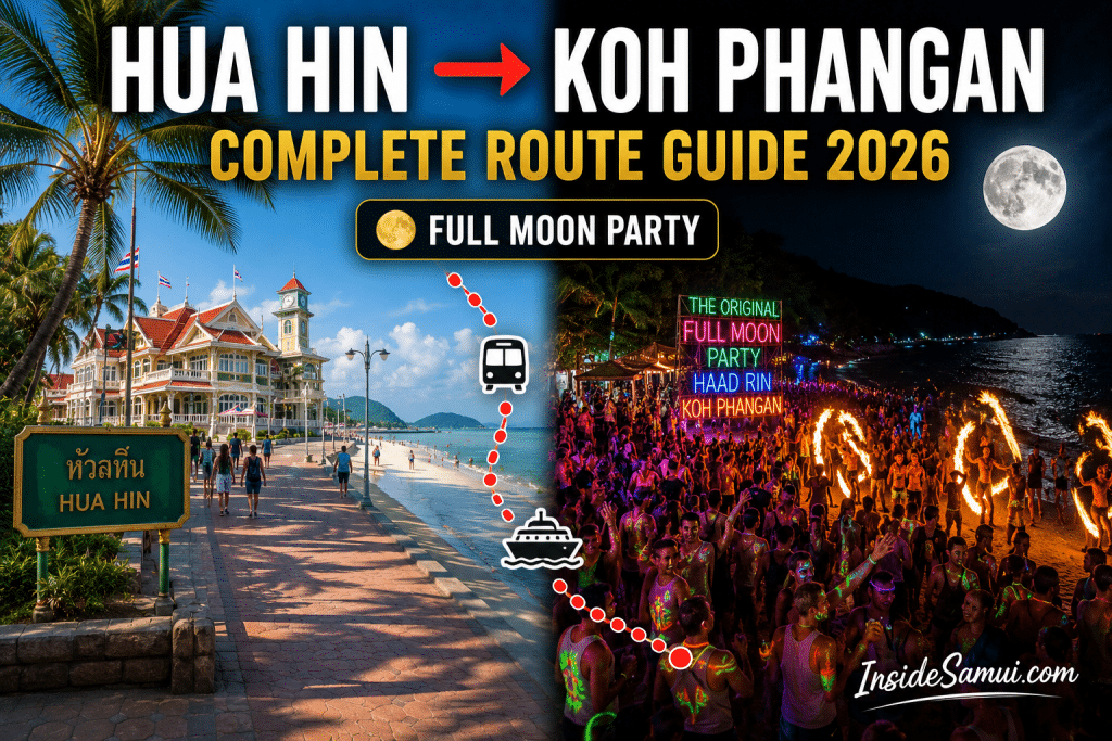 hua hin to koh phangan bus ferry chumphon lomprayah full moon party route 2026
