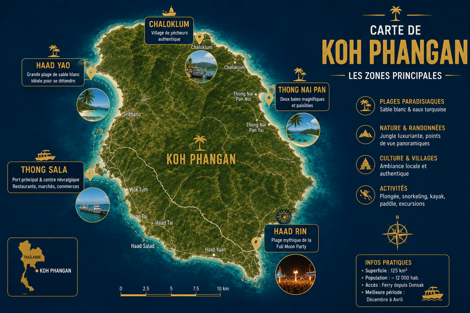 carte koh phangan zones plages thong sala haad rin haad yao 2026
