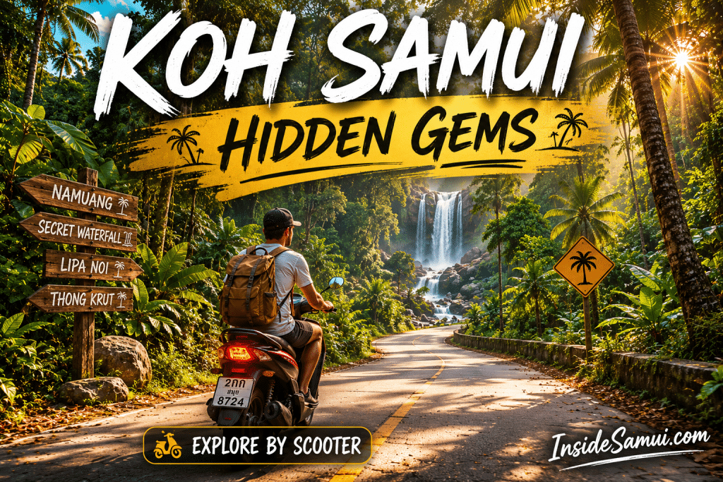koh samui hidden gems secret viewpoint jungle waterfall scooter exploration 2026
