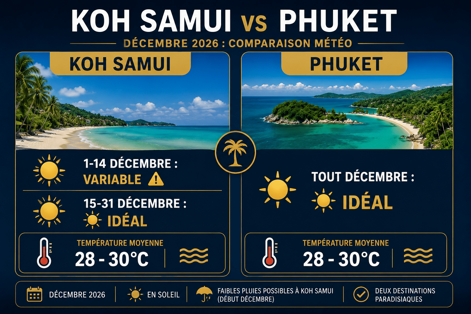koh samui phuket décembre comparaison météo température 2026