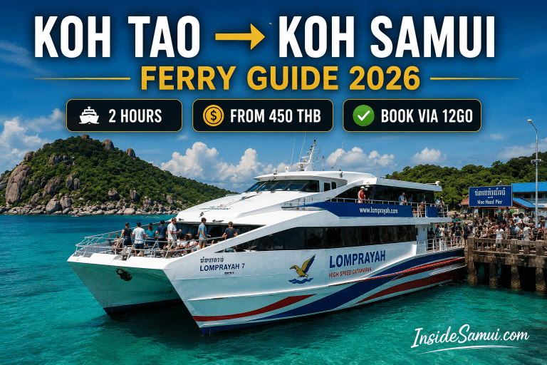 koh tao to samui lomprayah catamaran ferry mae haad pier gulf thailand 2026