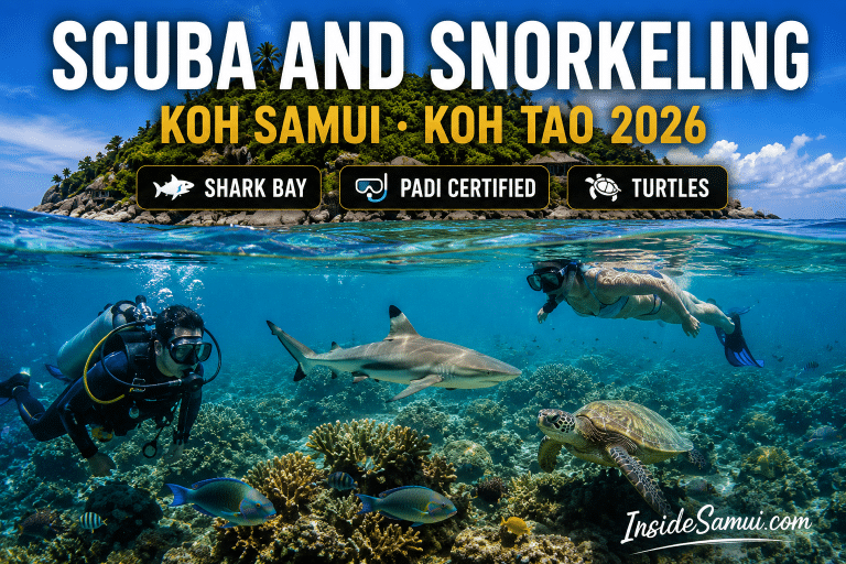 scuba and snorkeling koh samui koh tao shark bay reef sharks clear water 2026