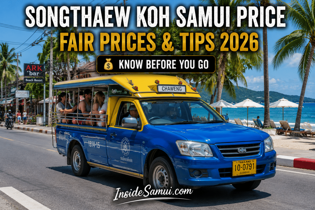 songthaew koh samui price pickup truck shared transport chaweng ring road 2026