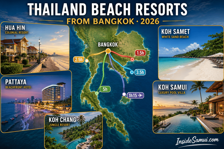 thailand beach resorts near bangkok hua hin pattaya koh samet koh chang koh samui guide 2026