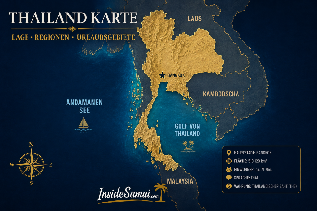 thailand karte lage regionen urlaubsgebiete
