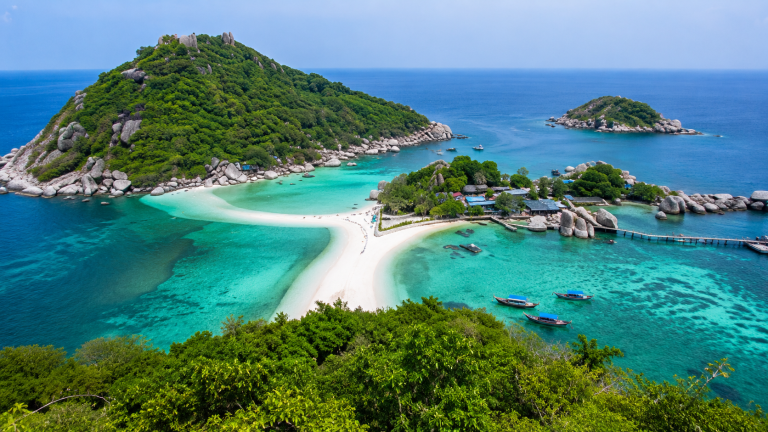 oh nang yuan viewpoint aerial three islands sandbar